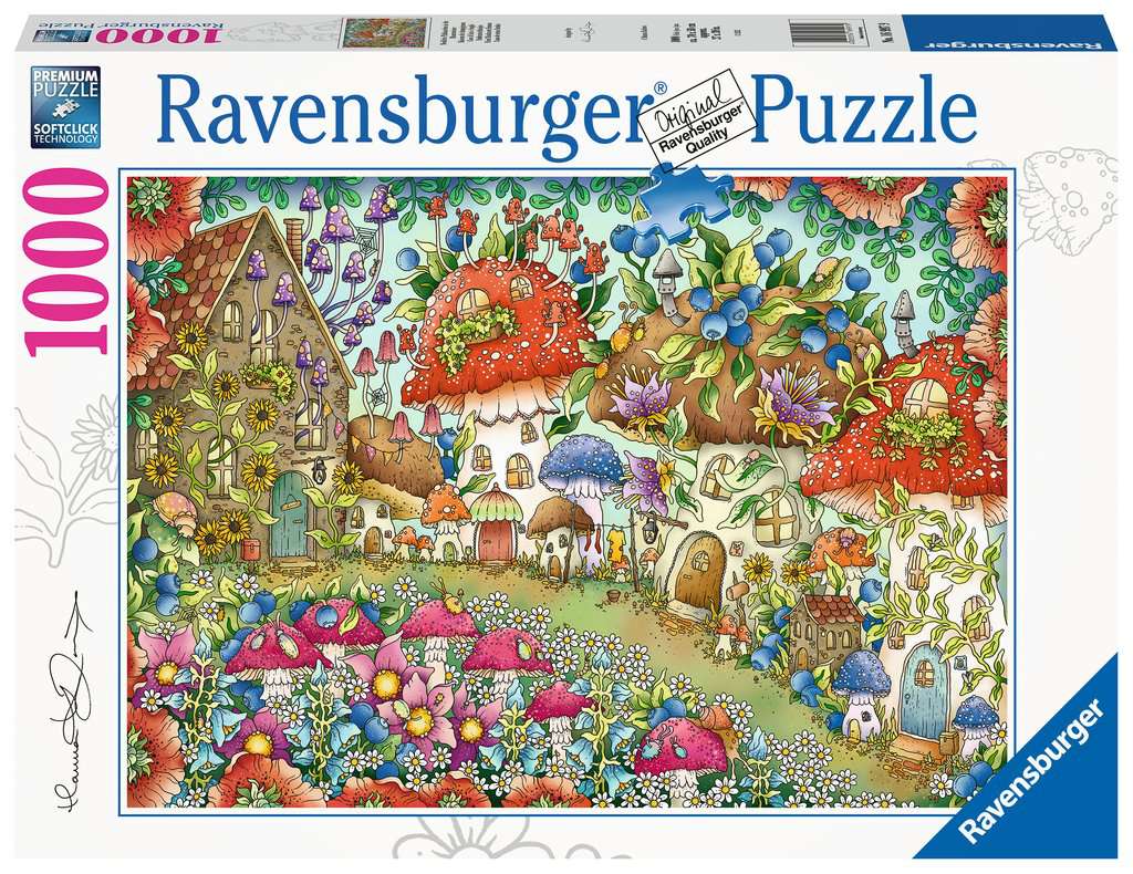Ravensburger Floral Mushroom Houses 1000 Piece Puzzle image 0